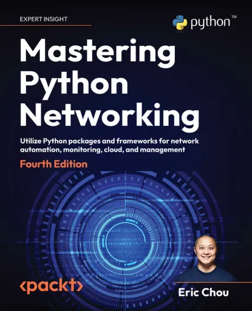 Portada de Mastering Python Networking, 4th Edition
